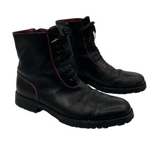 Barneys New York Black Chunk Heel Moto Boots Size 38 Women's